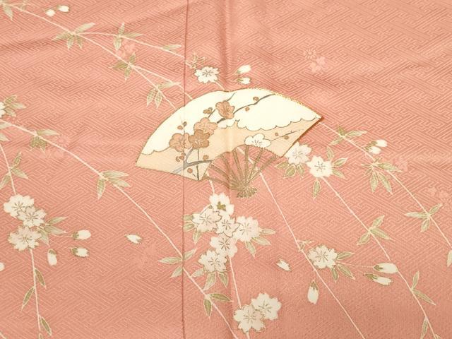 平和屋着物■訪問着 駒刺繍 扇面枝垂れ花文 金彩 正絹 逸品 CABH0283ev
