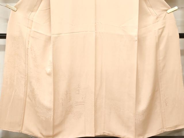 平和屋着物■訪問着 色無地 風景地紋 薄香色 正絹 逸品 CABH0291ev