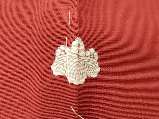 平和屋着物■上質な色無地 松葉地紋 赤紅色 正絹 逸品 CABH0294ev