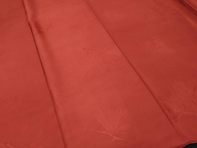 平和屋着物■上質な色無地 松葉地紋 赤紅色 正絹 逸品 CABH0294ev