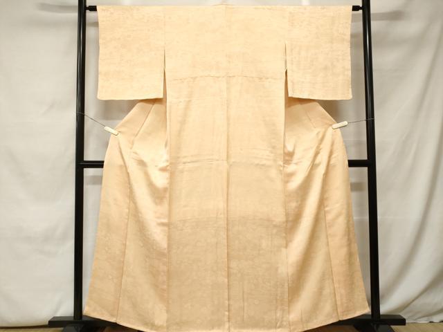 平和屋着物■上質な色無地 吉祥草花地紋 薄卵色 正絹 逸品 CABH0296ev