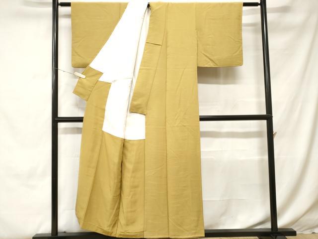 平和屋着物■上質な色無地 霞地紋 芥子色 正絹 逸品 CABH0298ev