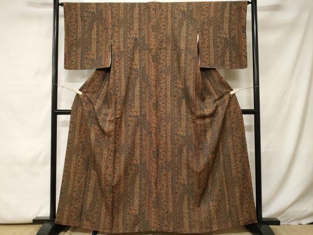 平和屋着物■上質な小紋 吉祥花唐草間道 正絹 逸品 CABH0317ev
