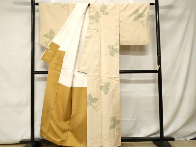 平和屋着物■上質な紬 舞葉文 正絹 逸品 CABH0318ev