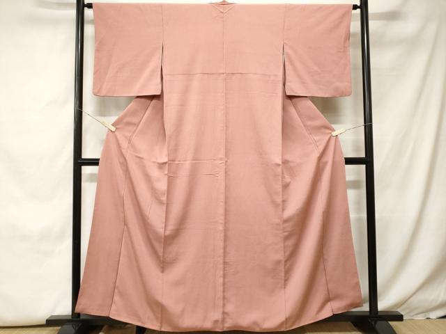 平和屋着物■上質な色無地 お召縮緬 宍色 正絹 逸品 CABH0366ev