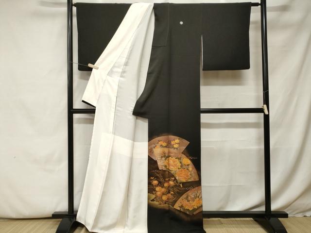 平和屋着物■豪華黒留袖 作家物 地紙重ね花文 暈し染め 金彩 正絹 逸品 CABH0413ev