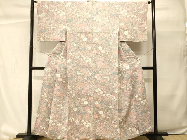 平和屋着物■上質な小紋 辻が花 鬼しぼ縮緬 正絹 逸品 CABH0456ev