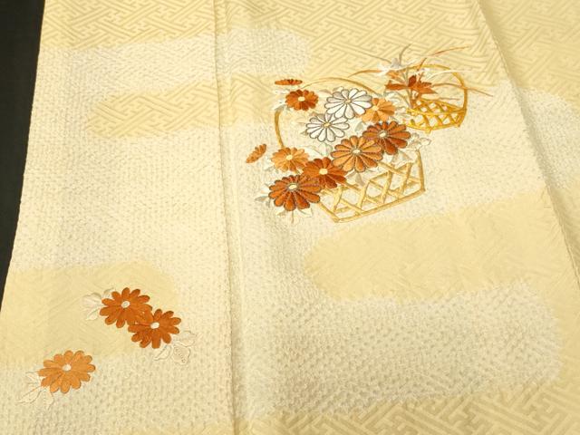 平和屋着物■訪問着 駒刺繍 絞り エ霞花籠文 正絹 逸品 CABH0460ev