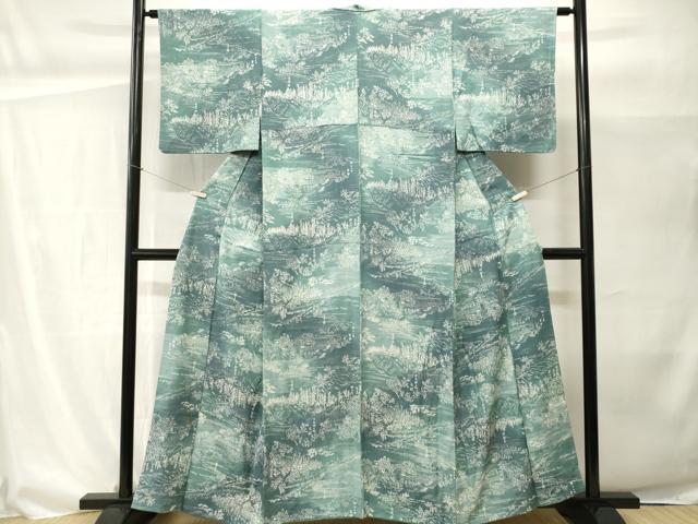 平和屋着物■上質な小紋 人物風景文 暈し染め 正絹 逸品 CABH0470ev