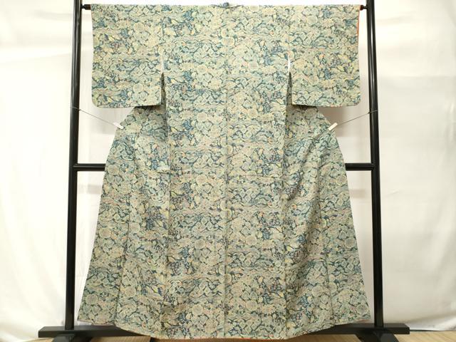 平和屋着物■上質な小紋 更紗吉祥花文 正絹 逸品 CABH0484ev