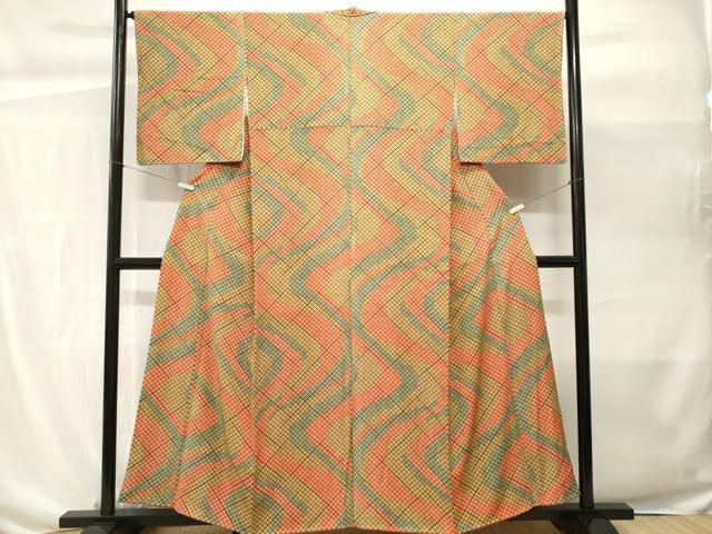 平和屋着物■上質な小紋 よろけ縞 正絹 逸品 CABH0492ev
