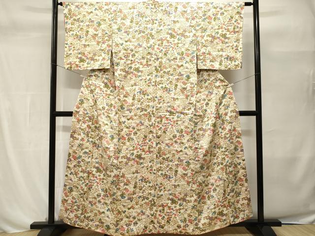 平和屋着物■上質な小紋 型染め 吉祥枝花文 正絹 逸品 CABH0496ev
