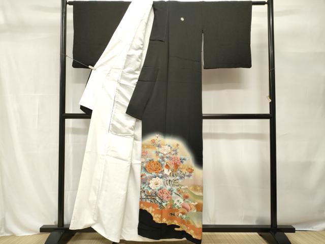 平和屋着物■豪華黒留袖 作家物 鴛鴦枝梅花文 暈し染め 金彩 正絹 逸品 CABH0503ev