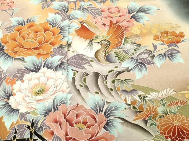 平和屋着物■豪華黒留袖 作家物 鴛鴦枝梅花文 暈し染め 金彩 正絹 逸品 CABH0503ev