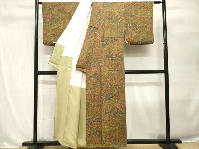 平和屋着物■上質な小紋 更紗草花文 正絹 逸品 CABH0508ev