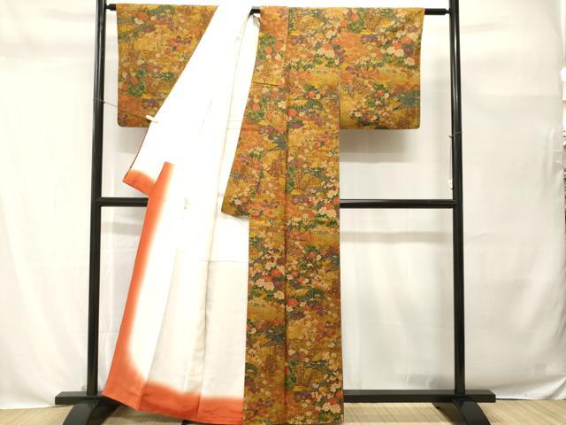 平和屋着物■上質な小紋 流水草花文 正絹 逸品 CABH0519ev