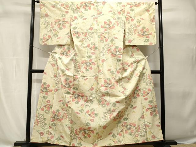 平和屋着物■上質な紬 花唐草文 正絹 逸品 CABH0559ev