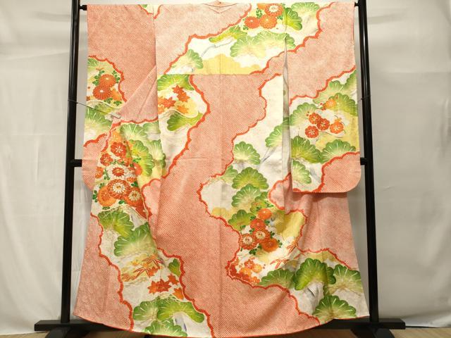 平和屋着物■豪華振袖 駒刺繍 絞り 松竹梅花文 暈し染め 金彩 正絹 逸品 CABH0570ev