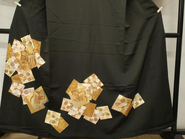 平和屋着物■豪華黒留袖 駒刺繍 色紙重ね御所車花文 金彩 正絹 逸品 CABH0584ev