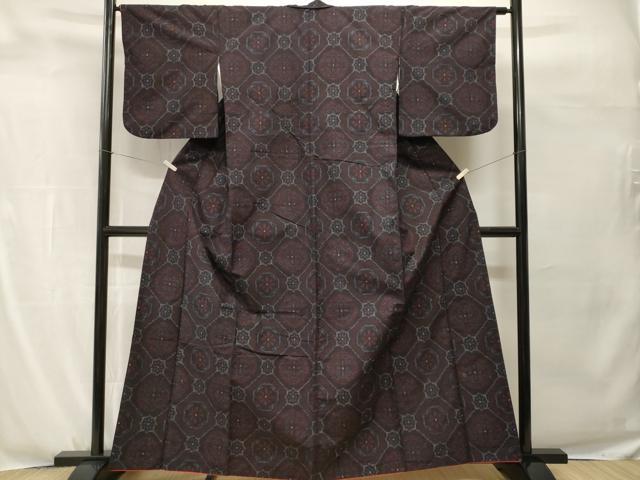 平和屋着物■上質な紬 菱花文 正絹 逸品 CABH0604ev