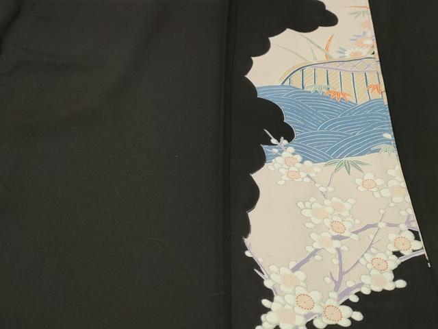 平和屋着物■豪華黒留袖 片輪車流水舟花文 松竹梅 正絹 逸品 CABH0648ev