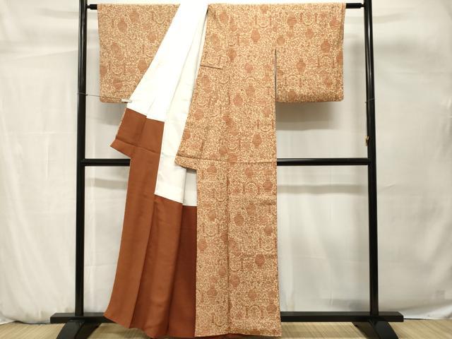 平和屋着物■上質な小紋 陶器草花文 正絹 逸品 CABH0658ev