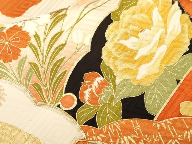 平和屋着物■豪華振袖 駒刺繍 雪芝草花文 暈し染め 金彩 正絹 逸品 CABH0685ev