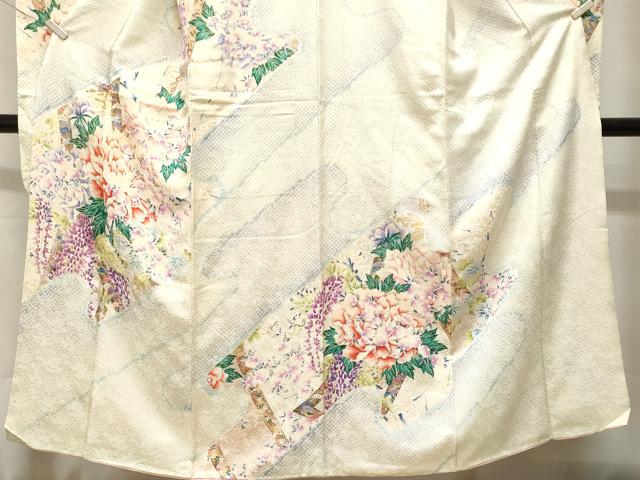 平和屋着物■豪華振袖 絞り草花文 藤花房 暈し染め 金彩 正絹 逸品 CABH0687ev