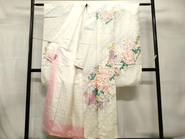 平和屋着物■豪華振袖 絞り草花文 藤花房 暈し染め 金彩 正絹 逸品 CABH0687ev