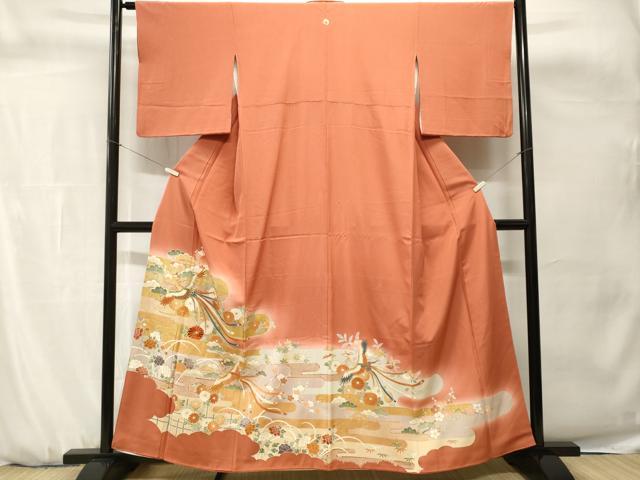 平和屋着物■豪華色留袖 駒刺繍 鳳凰エ霞草花文 暈し染め 金彩 正絹 逸品 CABH0690ev