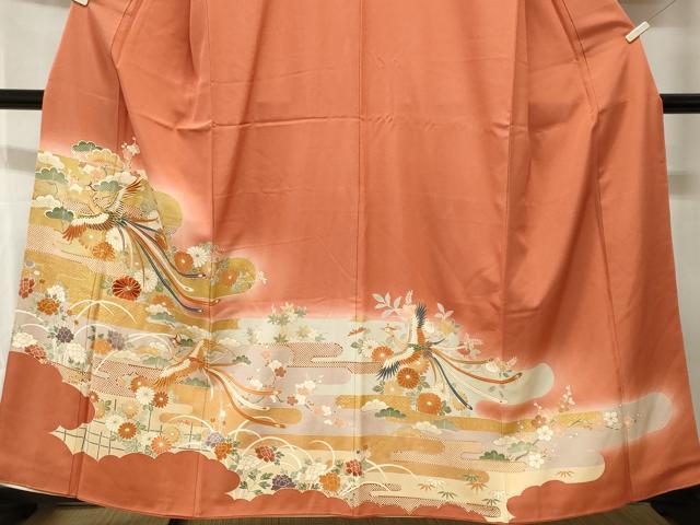 平和屋着物■豪華色留袖 駒刺繍 鳳凰エ霞草花文 暈し染め 金彩 正絹 逸品 CABH0690ev