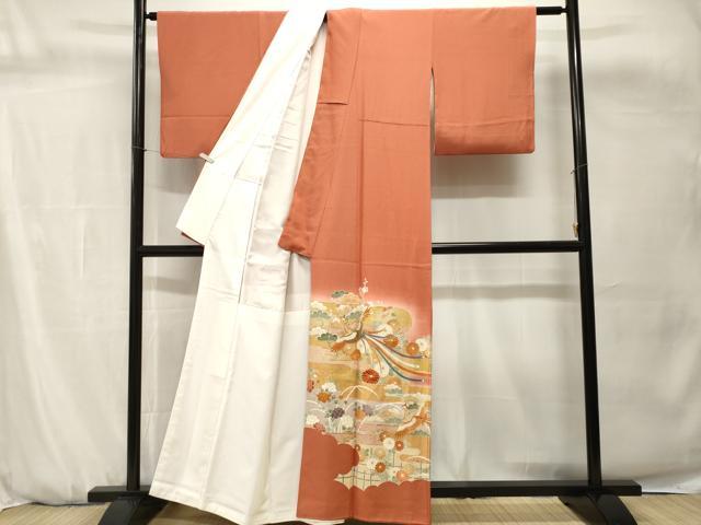 平和屋着物■豪華色留袖 駒刺繍 鳳凰エ霞草花文 暈し染め 金彩 正絹 逸品 CABH0690ev