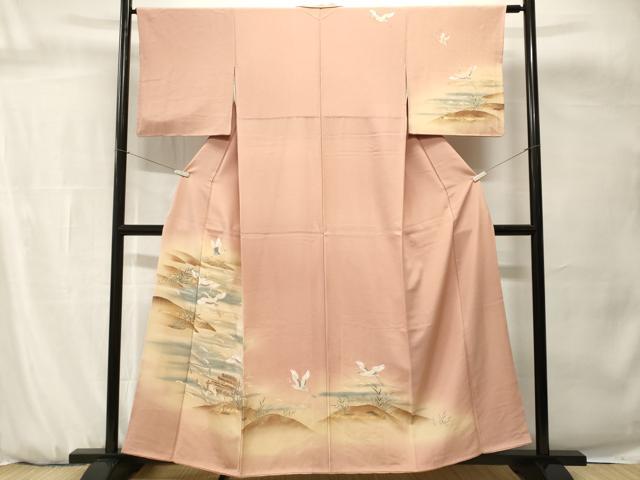 平和屋着物■訪問着 立波飛鶴文 暈し染め 金彩 正絹 逸品 CABH0691ev