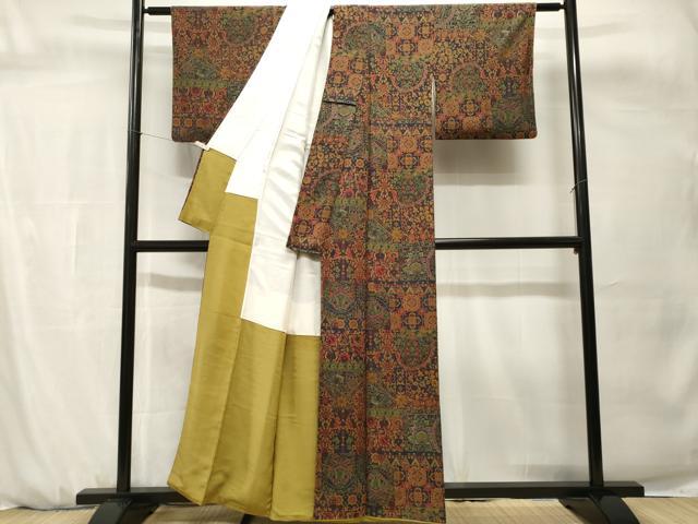 平和屋着物■上質な小紋 更紗花鳥文 正絹 逸品 CABH0694ev
