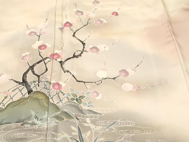 平和屋着物■訪問着 流水枝梅文 暈し染め 金彩 正絹 逸品 CABH0697ev