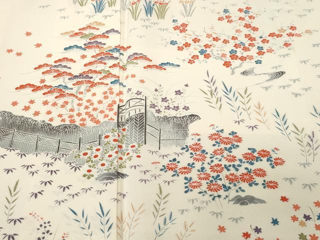 平和屋着物■訪問着 松竹梅花文 正絹 逸品 CABH0702ev