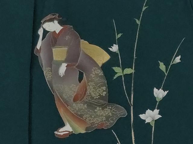 平和屋着物■訪問着 人物風景文 暈し染め 金彩 正絹 逸品 CABH0719ev