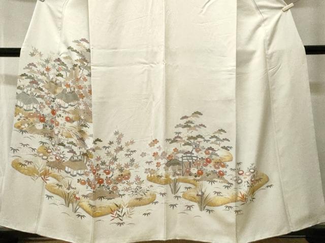 平和屋着物■訪問着 駒刺繍 松竹梅風景文 金彩 正絹 逸品 CABH0721ev