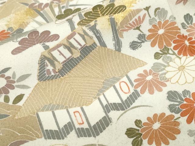 平和屋着物■訪問着 駒刺繍 松竹梅風景文 金彩 正絹 逸品 CABH0721ev