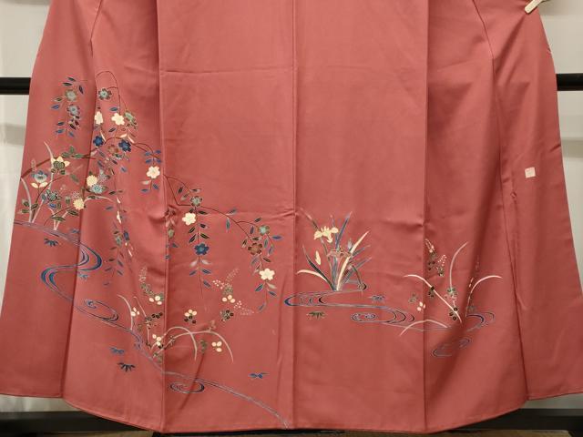 平和屋着物■訪問着 作家物 流水枝垂れ桜文 正絹 逸品 CABH0724ev