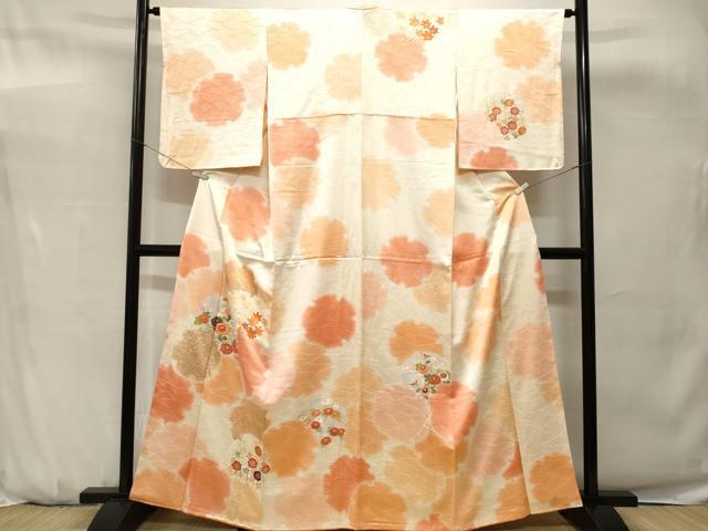 平和屋着物■訪問着 駒刺繍 雪輪重ね草花文 暈し染め 金彩 正絹 逸品 CABH0725ev