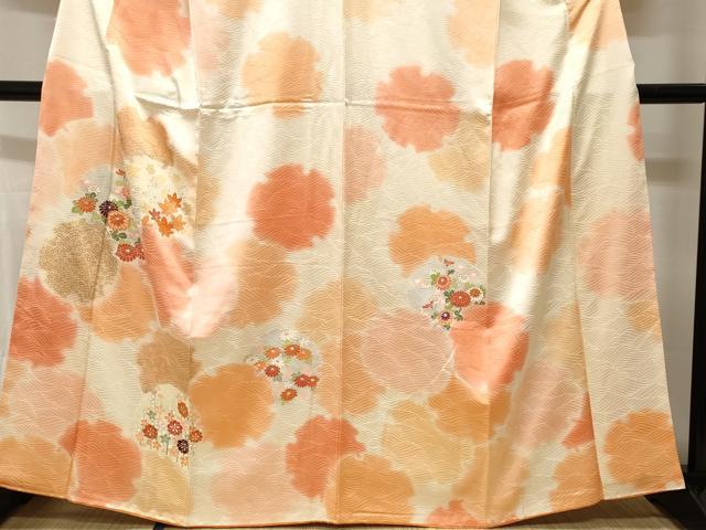 平和屋着物■訪問着 駒刺繍 雪輪重ね草花文 暈し染め 金彩 正絹 逸品 CABH0725ev