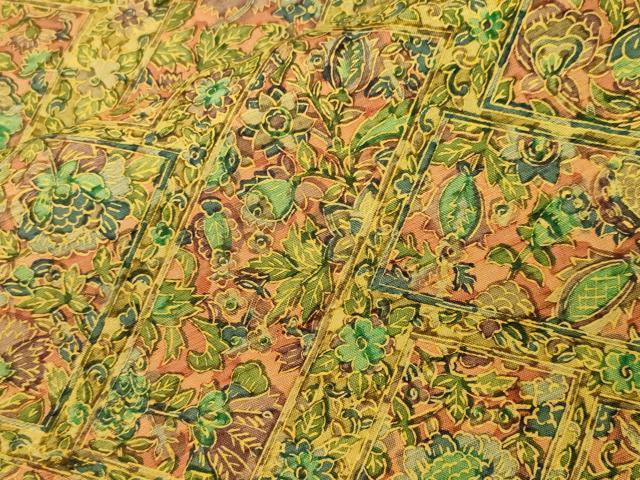 平和屋着物■上質な紬 切嵌更紗花文 正絹 逸品 未使用 CABH0728ev