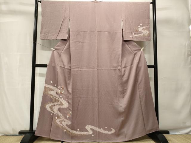 平和屋着物■訪問着 刺繍 絞り 道長草花文 金彩 正絹 逸品 CABH0737ev