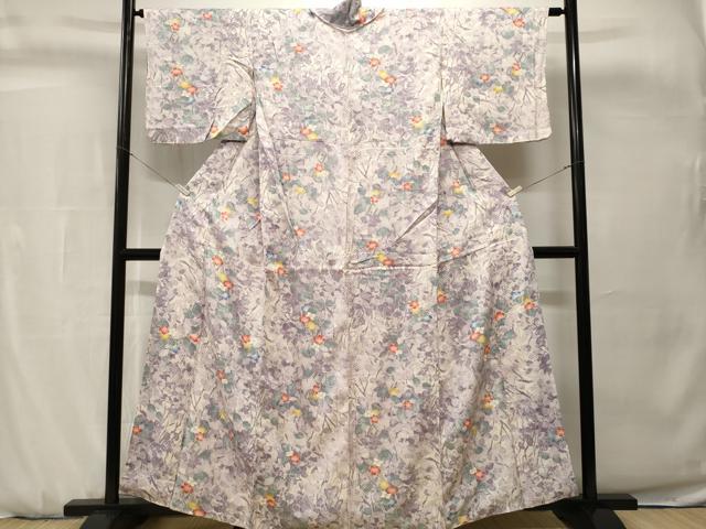 平和屋着物■上質な小紋 絞り 枝花文 正絹 逸品 CABH0740ev