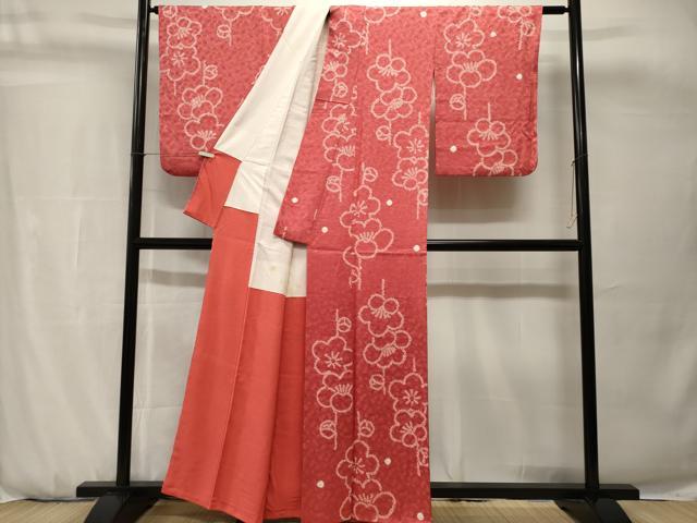 平和屋着物■上質な小紋 総絞り 梅文 正絹 逸品 CABH0747ev