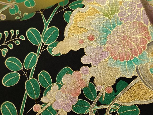 平和屋着物■豪華振袖 萩 雪輪花車文 暈し染め 金彩 正絹 逸品 CABH0751ev