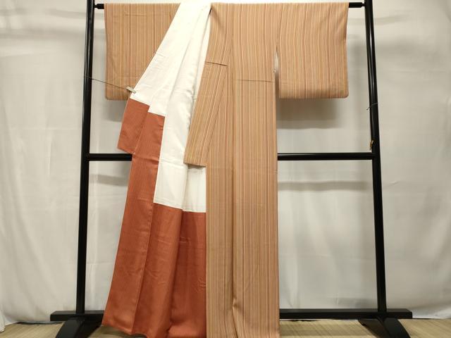 平和屋着物■上質な小紋 縞 正絹 逸品 CABH0753ev