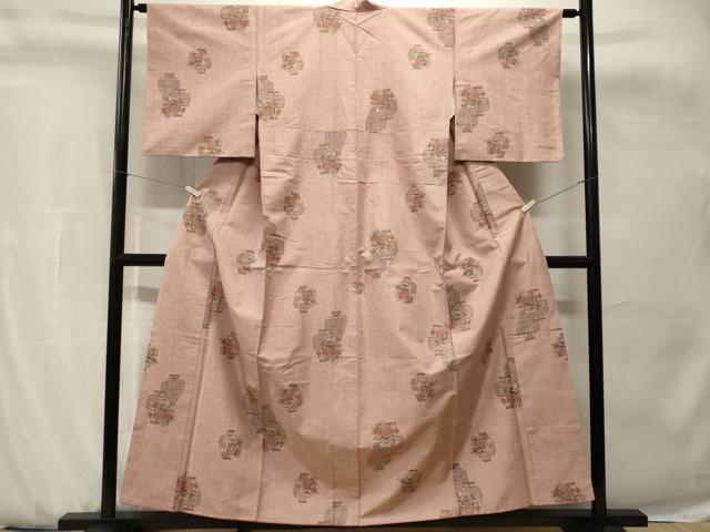 平和屋着物■上質な紬 陶器草花文 正絹 逸品 CABH0759ev