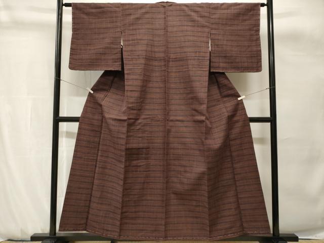 平和屋着物■上質な紬 格子柄 正絹 逸品 CABH0775ev